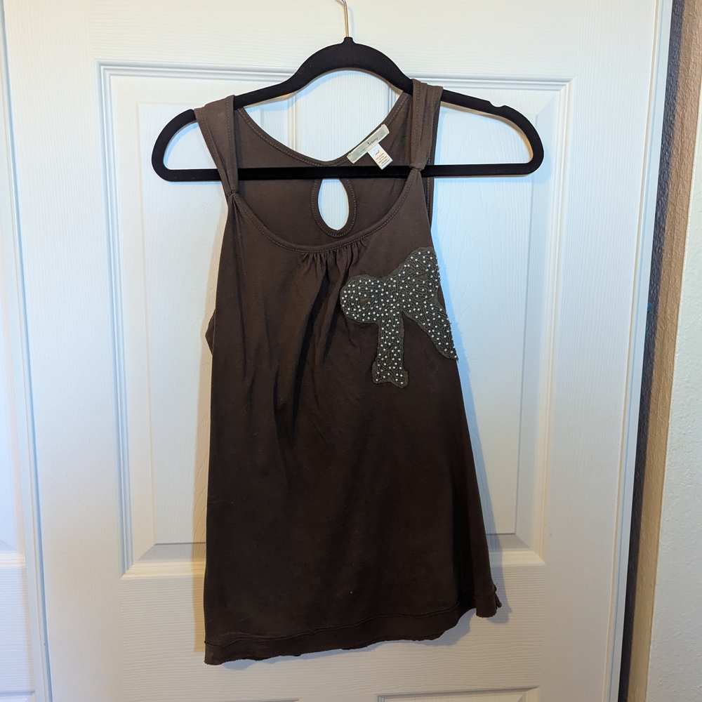Trinity Brown Tank Top with Polka Dot Bow